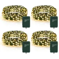 OEM Conjunto de 4 guirnaldas de luces, 5 metros, 200 LEDs, luz blanca cálida, funciona con pilas, con temporizador, 5 modos, IP54