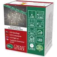 OEM Guirnalda de luces LED con forma de gotas, 100 diodos de luz blanca cálida, 3V, color plateado