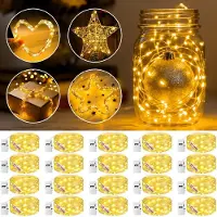 OEM Guirnalda de luces LED, 20 luces LED de color blanco cálido, funciona con pilas, con temporizador, 1 metro de longitud