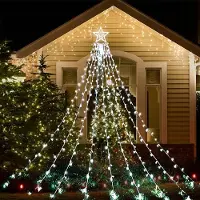 OEM Iluminación navideña para cascada, 3,5 metros, 350 LEDs, 8 modos, luz blanca fría