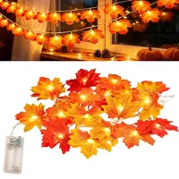 OEM Guirnalda de luces otoñales con forma de hojas de arce, 3 metros, 20 LEDs, funciona con pilas