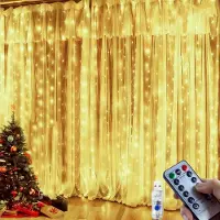 OEM Cortina de luces LED con 300 luces, 8 modos, control remoto, temporizador, luz blanca cálida, 3x3 metros