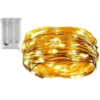 OEM Guirnalda de luces LED con cable de cobre, 2 metros, luz blanca cálida, funciona con pilas