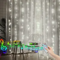 OEM Cortina de luces de 2x2 metros, con 150 LEDs, luz blanca cálida, funciona con batería y viene con mando a distancia