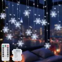 Dripio Cortina de luces "Schneeflocken" (Copos de nieve), 4,2 metros, 96 LEDs, luz blanca fría, IP65