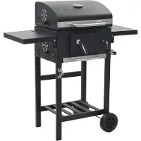 vidaXL Horno para pizza y parrilla para exteriores 3 en 1, color negro