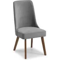 Dripio 2 sillas de comedor, tapizadas en tela de chenilla, con patas de madera de nogal, dimensiones: 96x50x63 cm