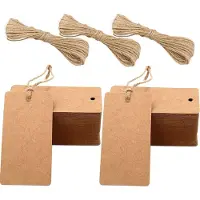 OEM 20 etiquetas de papel kraft, rectangulares, con cordón de yute, de 4,5 x 9 cm