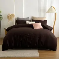 Merkloos Juego de funda de edredón de 200 x 200 cm con 2 fundas de almohada de 80 x 80 cm, color marrón, de microfibra de poliéster con cierre de cremallera