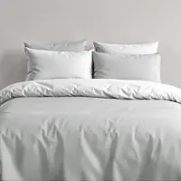 Merkloos Juego de funda de edredón de algodón de 135 x 200 cm con 2 fundas de almohada de 80 x 80 cm, en color gris y blanco, con cremallera oculta