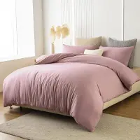 Merkloos Juego de funda de edredón rosa de 180 x 200 cm con 2 fundas de almohada de 80 x 80 cm, de microfibra