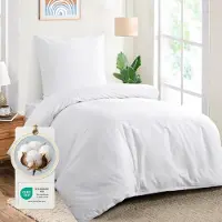 Merkloos Juego de ropa de cama de algodón blanco, 140x200 cm, que incluye una funda de edredón y dos fundas de almohada de 80x80 cm