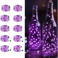 OEM Cadena de luces LED, 3 metros, color lila, juego de 10 unidades, funciona con pilas, resistente al agua