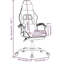 vidaXL Silla de juego de con reposapiés, en blanco y negro, de imitación cuero