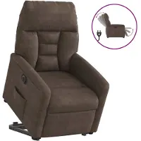 vidaXL Sillón reclinable con ayuda para levantarse, eléctrico, color marrón, tejido de microfibra