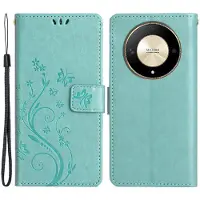 Lux-Case Honor Magic6 Lite 5G / X50 5G / X9b 5G Funda de cartera Funda Flip de piel de mariposa - Azul Bebé