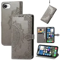 Lux-Case Funda de cuero Mandala iPhone 16e - Gris