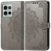 Lux-Case Funda de cuero Mandala Motorola Moto G75 - Gris