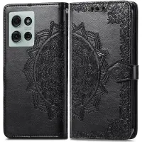 Lux-Case Funda de cuero Mandala Motorola Moto G75 - Negro
