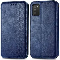 Lux-Case Funda de piel con una elegante impresión de rombos para Samsung Galaxy A02s - Azul