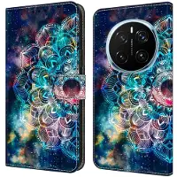 Lux-Case Funda Honor Magic7 Pro 5G con ranura para tarjetas Funda abatible de piel flexible + vegana - Flor Giroscópica