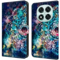 Lux-Case Funda Xiaomi Redmi Note 14 Pro 5G con ranura para tarjetas Funda abatible de piel flexible y vegana - Flor Giroscópica