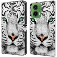 Lux-Case Funda Motorola Moto G35 5G con ranura para tarjeta Funda abatible de piel flexible+vegetariana impresa - Cara De Tigre