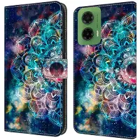 Lux-Case Funda Motorola Moto G35 5G con ranura para tarjetas Funda abatible de piel flexible+vegetariana impresa - Flor Giroscópica