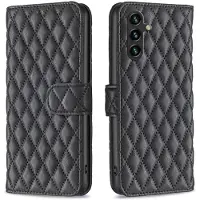 Lux-Case Funda flip de matiz de rombos Samsung Galaxy A36 - Negro