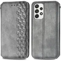 Lux-Case Funda de piel con una elegante impresión de rombos para Samsung Galaxy A73 - Gris