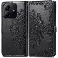 Lux-Case Funda de cuero Mandala Xiaomi Redmi Note 14 5G - Negro