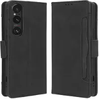 Lux-Case Funda de piel de estilo moderno para Sony Xperia 1 V - Negro