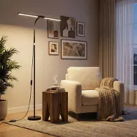 Rosikey Lámpara de pie LED, muy brillante, con regulador de intensidad, doble cabezal, cuello de cisne, 3 temperaturas de color, 10 niveles de brillo, ajustable de 50 a 158 cm, ideal para oficina o salón