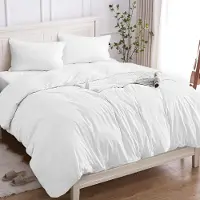 Merkloos Juego de funda de edredón blanco de algodón, 200 x 250 cm, con 2 fundas de almohada de 50 x 80 cm