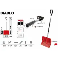 Prosperplast Pala quitanieves DIABLO, 520x395/1550 mm, borde metálico, mango de aluminio, colores variados, desmontada
