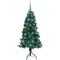 vidaXL Árbol de Navidad artificial rectangular, color verde, 150 cm, fabricado en PVC y metal