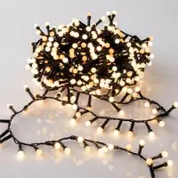 Spetebo Cadena de luces LED de 10 metros con 500 mini luces en forma de esfera, color blanco cálido, con temporizador. Ideal para interiores y exteriores, con enchufe y 8 funciones