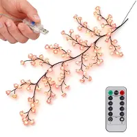 OEM Guirnalda de luces LED con forma de flor de cerezo, 230 cm de largo, 144 LEDs, conexión USB, con mando a distancia