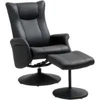 StarTech.com Sillón reclinable con reposapiés – Sillón de televisión – Giratorio 360° – Respaldo ajustable – Función reclinable – Imitación de cuero – Color negro, capacidad máxima de 150 kg