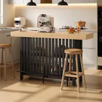 Merax Mesa alta con reposapiés, mesa de comedor con estante de 2 niveles, barra para cocina, mostrador para desayunos, barra para el hogar, isla de cocina. Cómoda/aparador de MDF, color