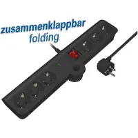 MaxTrack Regleta de enchufes con 6 tomas, con conectores Cee 7/7, protección contra sobretensiones, interruptor iluminado, función de plegado de 180°, 1,5 metros