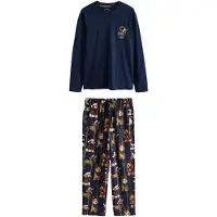 Next Pijama largo navy / marrón / rojo oscuro / blanco