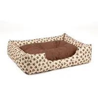 Dripio Cama para perro, rectangular, 70x55x18 cm, con relleno de copos de espuma, color marrón/beige