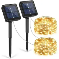 OEM Conjunto de 2 guirnaldas solares, 12 metros, 100 LEDs de luz cálida, IP65