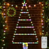 OEM Guirnalda de luces LED para árbol de Navidad, 90 cm, 8 modos, con temporizador, de colores