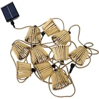OEM Guirnalda de luces de fibra de bambú, 10 LEDs, 8 metros, con energía solar y batería