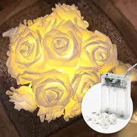 OEM Guirnalda de flores con 20 luces LED de color blanco cálido, 4 metros de longitud, con temporizador, fabricada en plástico