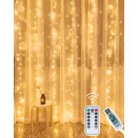 Dripio Luces LED tipo cortina, 300 LEDs, 3 metros, luz blanca cálida, para interior y exterior