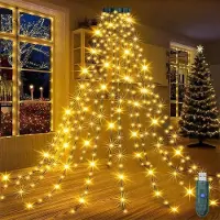 Dripio Guirnalda de luces LED, 2 metros, 300 LEDs de luz cálida, 8 modos, IP44