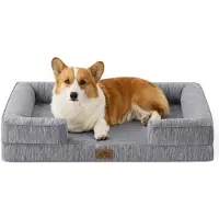 Dripio Cama ortopédica para perros con sistema de refrigeración, dimensiones 91x68x16,5 cm, color gris oscuro